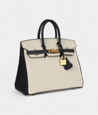 HM BK 25 Craie and Black Togo Brushed Gold Hardware