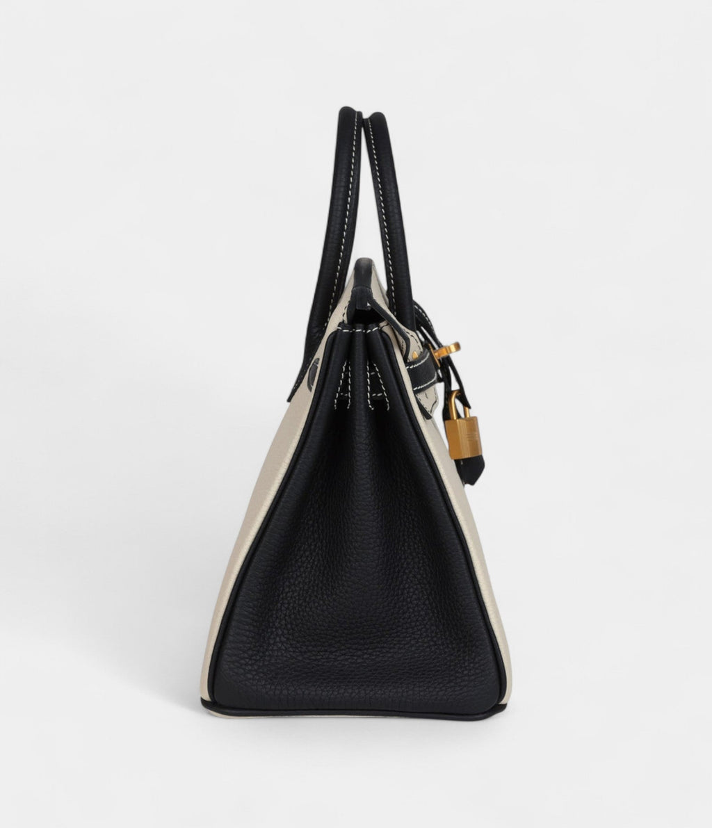 HM BK 25 Craie and Black Togo Brushed Gold Hardware