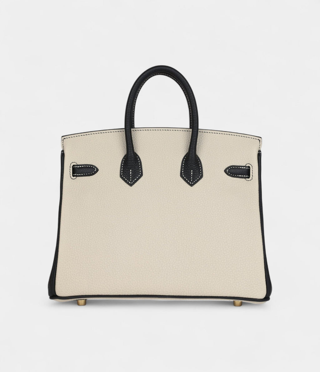 HM BK 25 Craie and Black Togo Brushed Gold Hardware