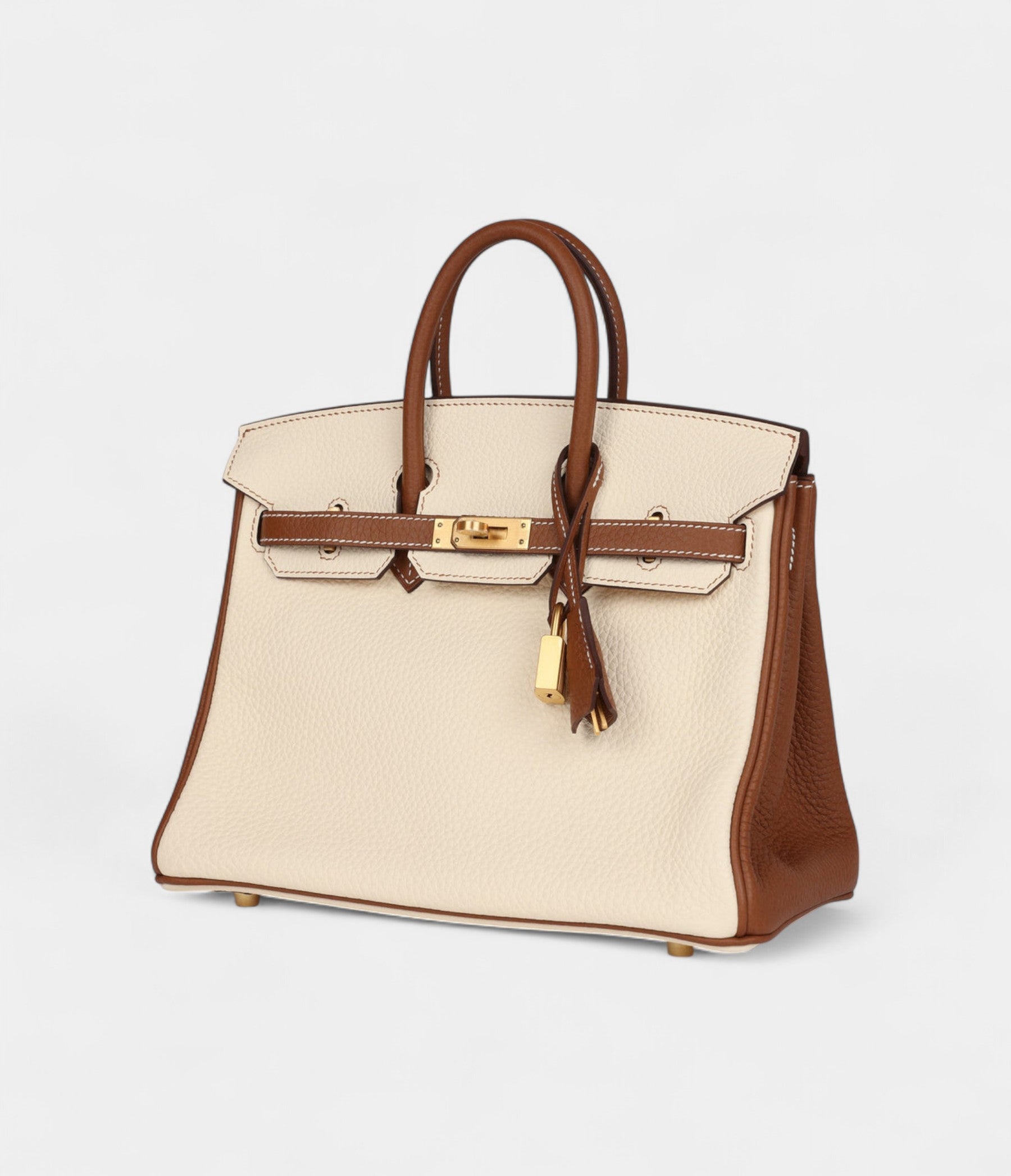 HM BK 25 Nata and Gold Clemence Brushed Gold Hardware