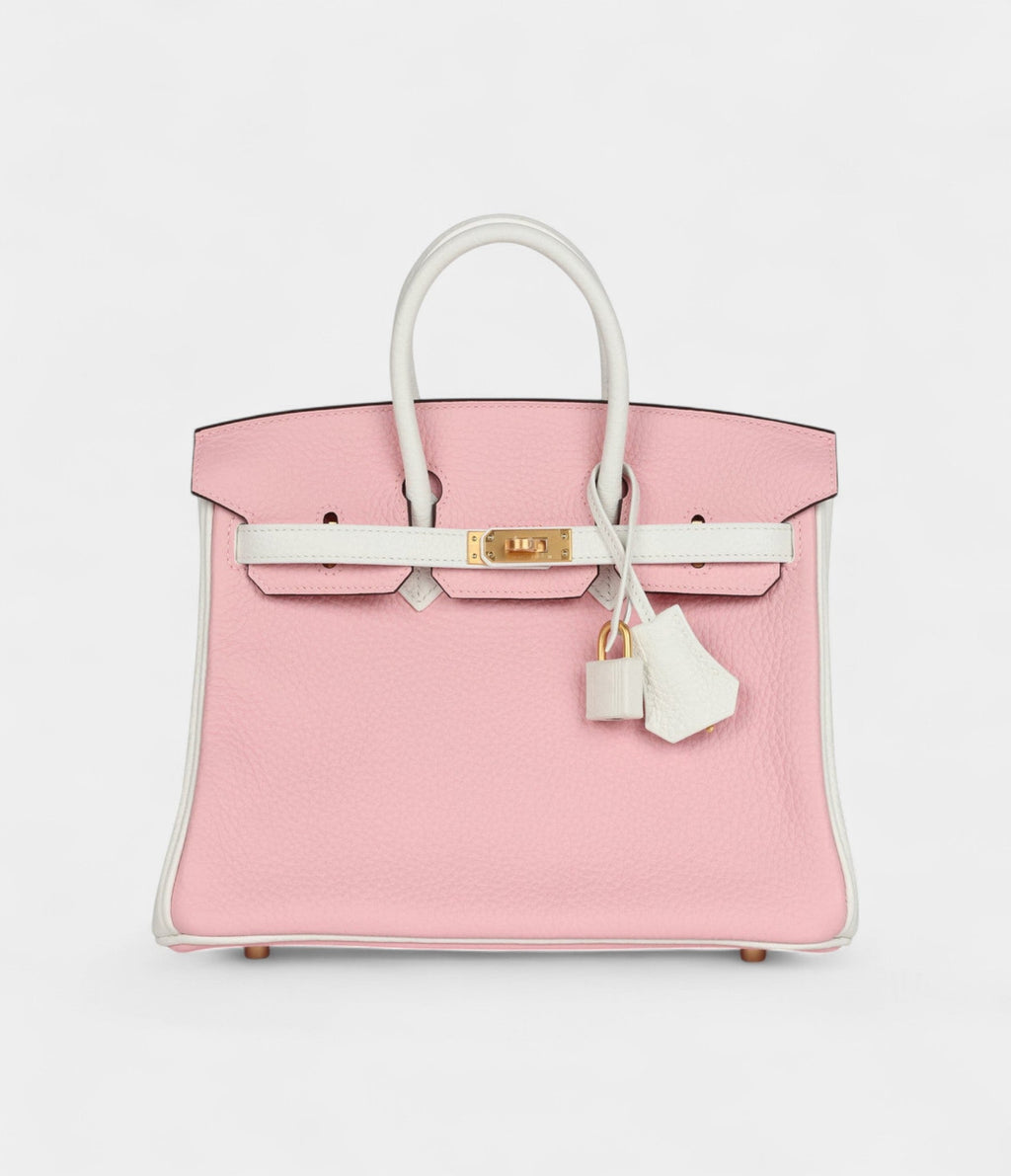 HM BK 25 Rose Sakura and White Clemence Brushed Gold Hardware