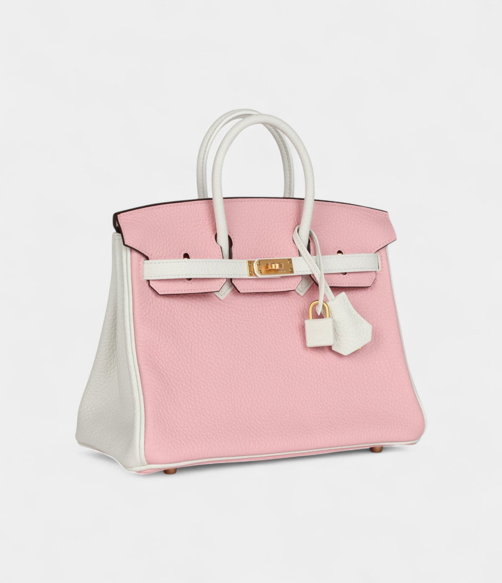HM BK 25 Rose Sakura and White Clemence Brushed Gold Hardware