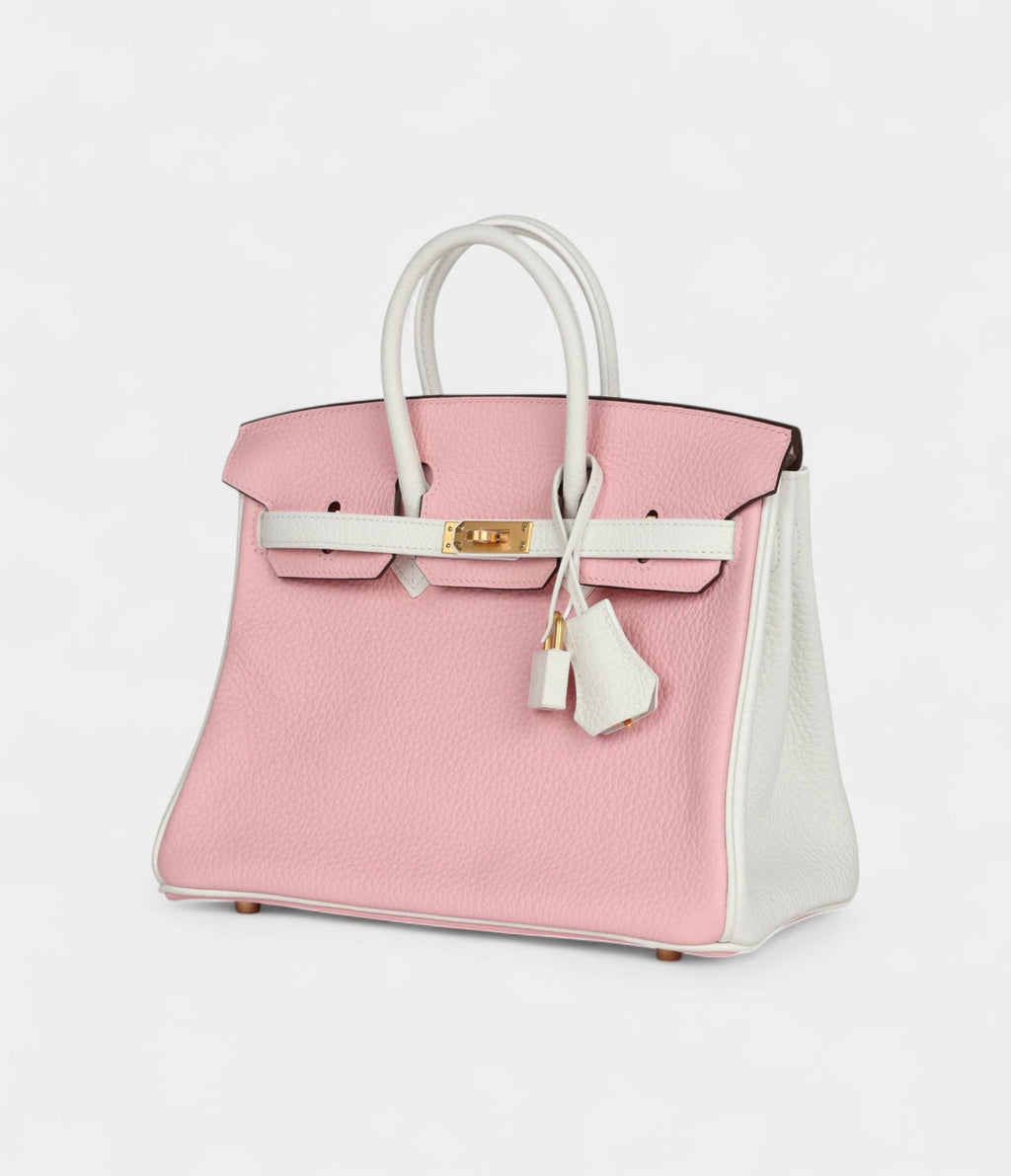 HM BK 25 Rose Sakura and White Clemence Brushed Gold Hardware
