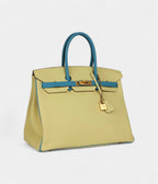 HM BK 35 Jaune Poussin and Bleu Paradise Togo Brushed Gold Hardware