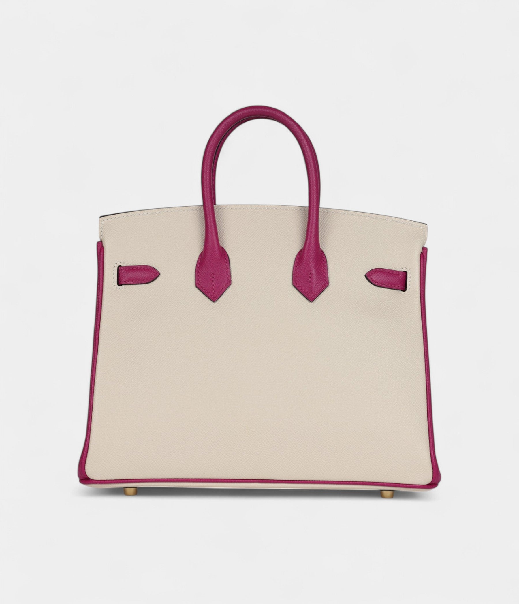 HM BK Sellier 25 Craie and Rose Pourpre Epsom Brushed Gold Hardware