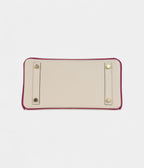 HM BK Sellier 25 Craie and Rose Pourpre Epsom Brushed Gold Hardware