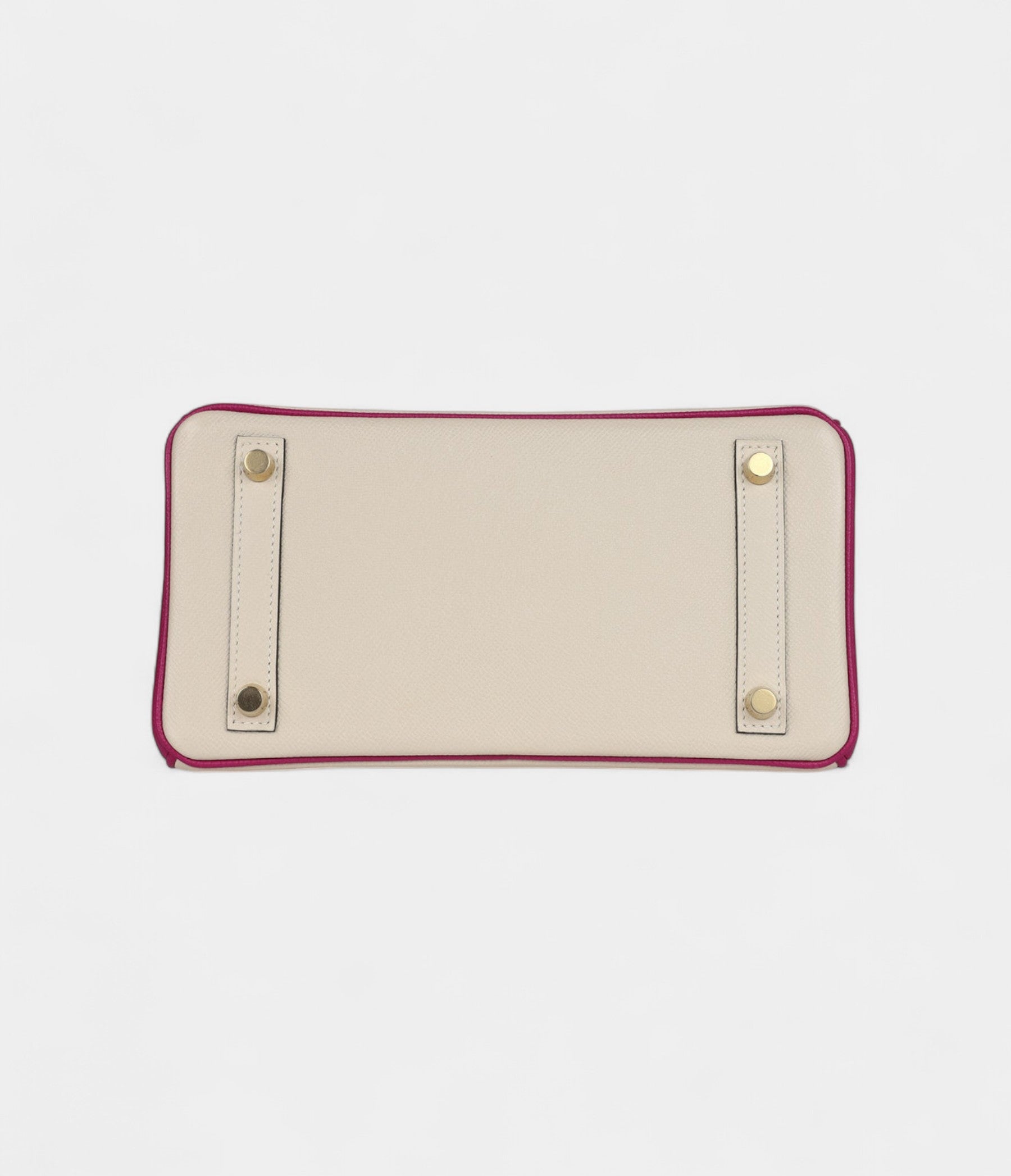 HM BK Sellier 25 Craie and Rose Pourpre Epsom Brushed Gold Hardware