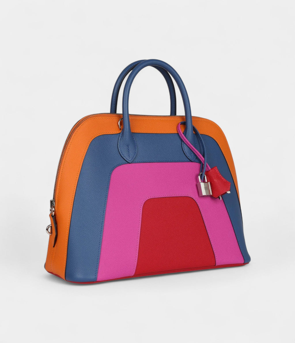 HM"Sunset" Rainbow Bolide 31 Abricot, Bleu Agate, Magnolia and Rouge Casaque Epsom Palladium Hardware