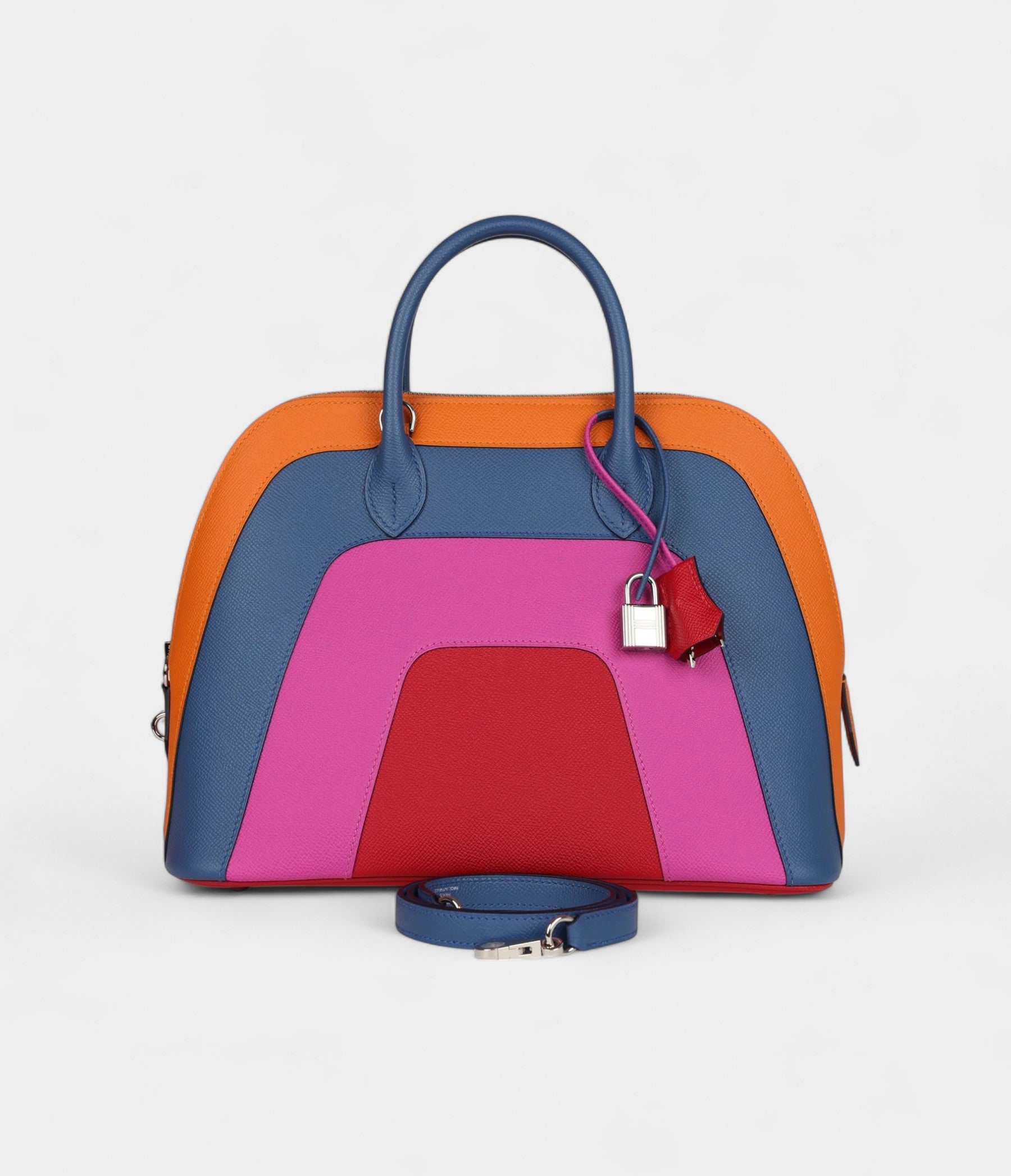 HM"Sunset" Rainbow Bolide 31 Abricot, Bleu Agate, Magnolia and Rouge Casaque Epsom Palladium Hardware