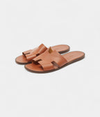 Hermes Tan Leather Izmir Flat Slide Sandals 45 EU