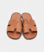 Hermes Tan Leather Izmir Flat Slide Sandals 45 EU