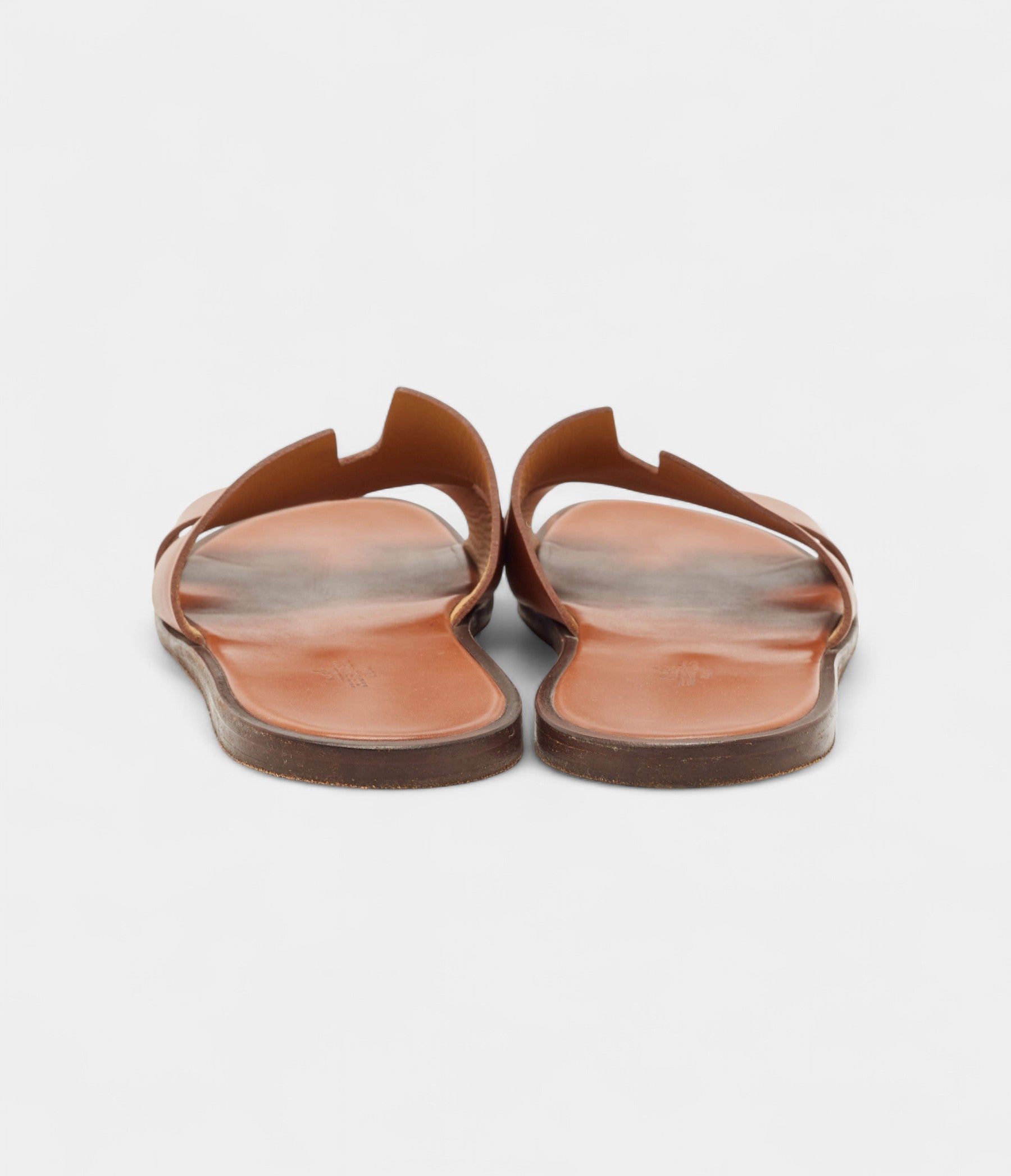 Hermes Tan Leather Izmir Flat Slide Sandals 45 EU