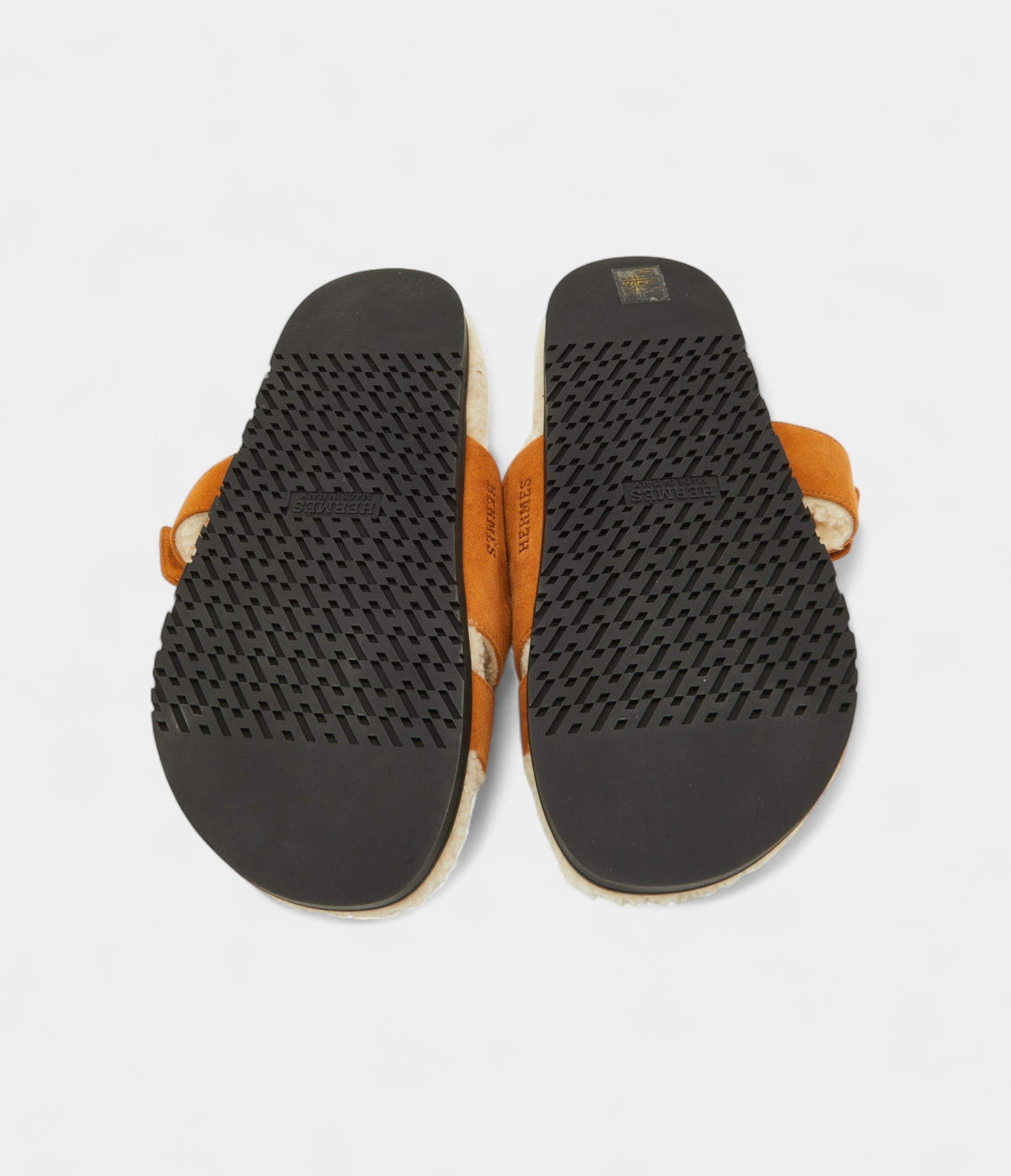 Hermes Tan Suede and Shearling Fur Lined Chypre Sandals 41.5 EU