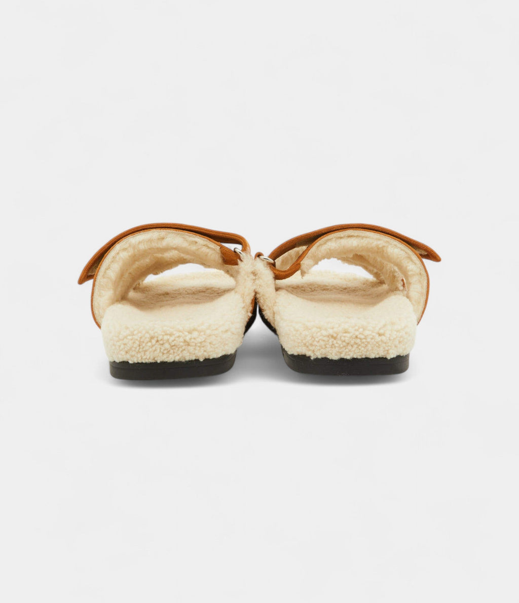 Hermes Tan Suede and Shearling Fur Lined Chypre Sandals 41.5 EU