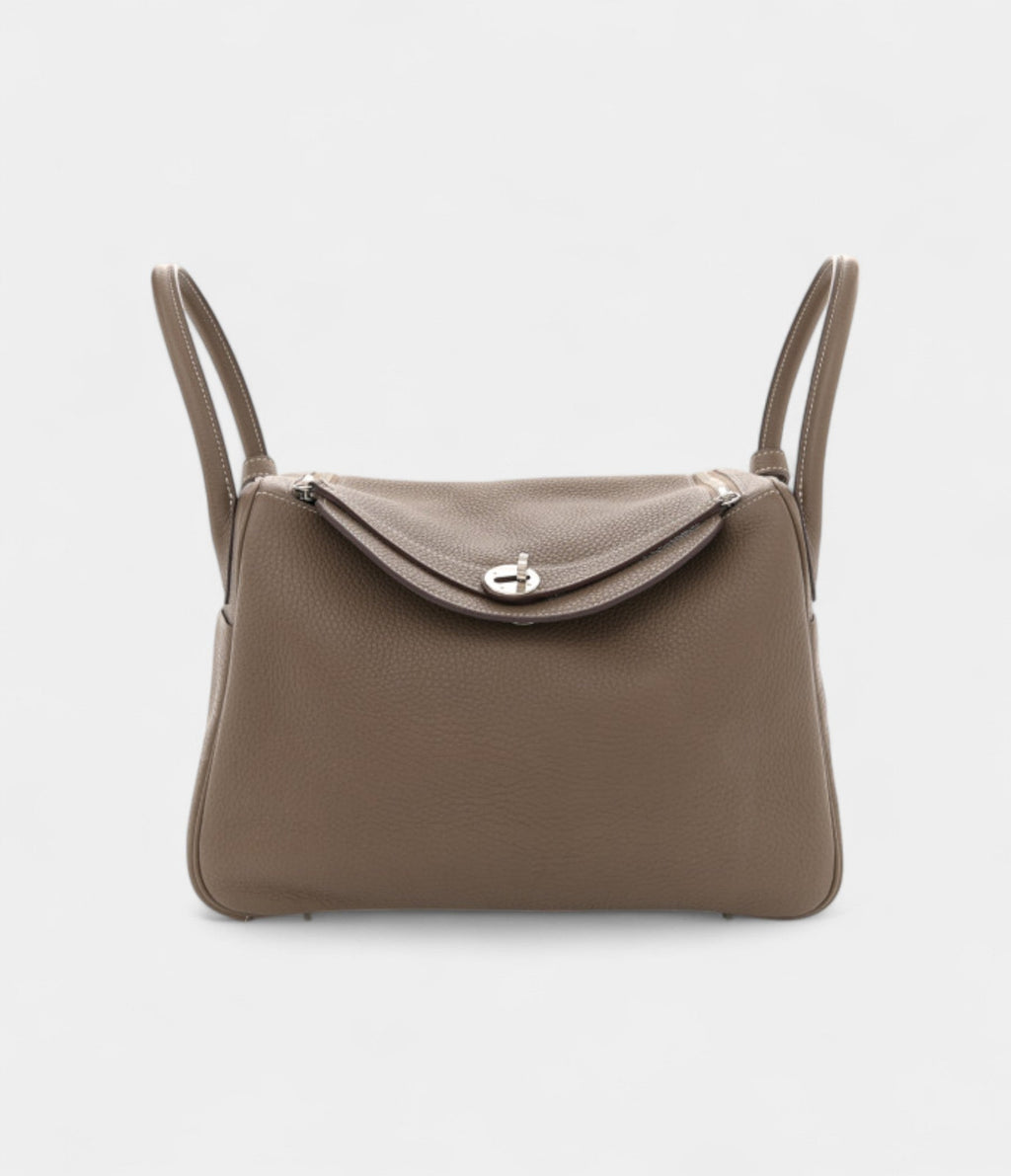 Hermes Taurillon Clemence Lindy 30 Etoupe Bag