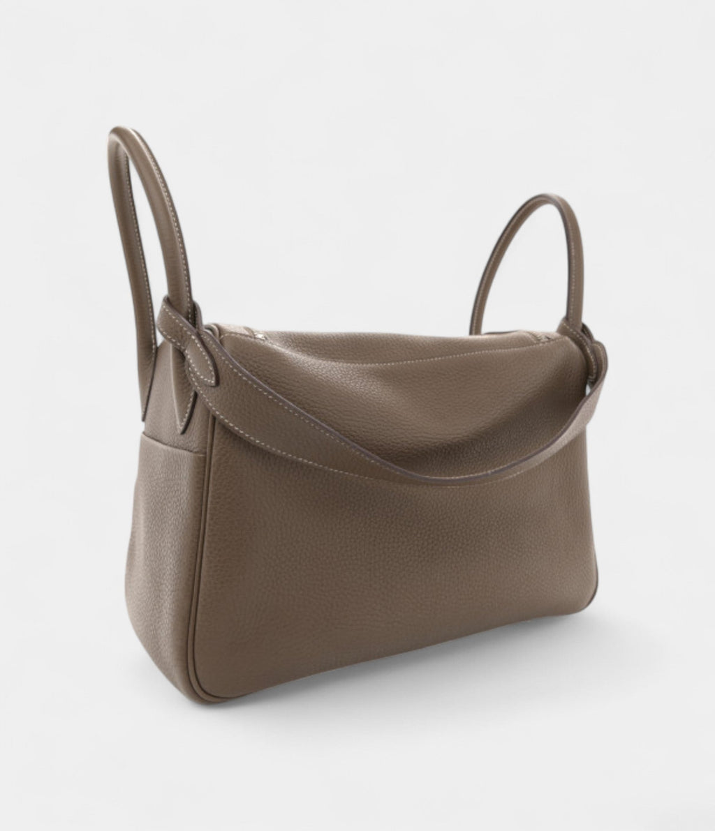Hermes Taurillon Clemence Lindy 30 Etoupe Bag