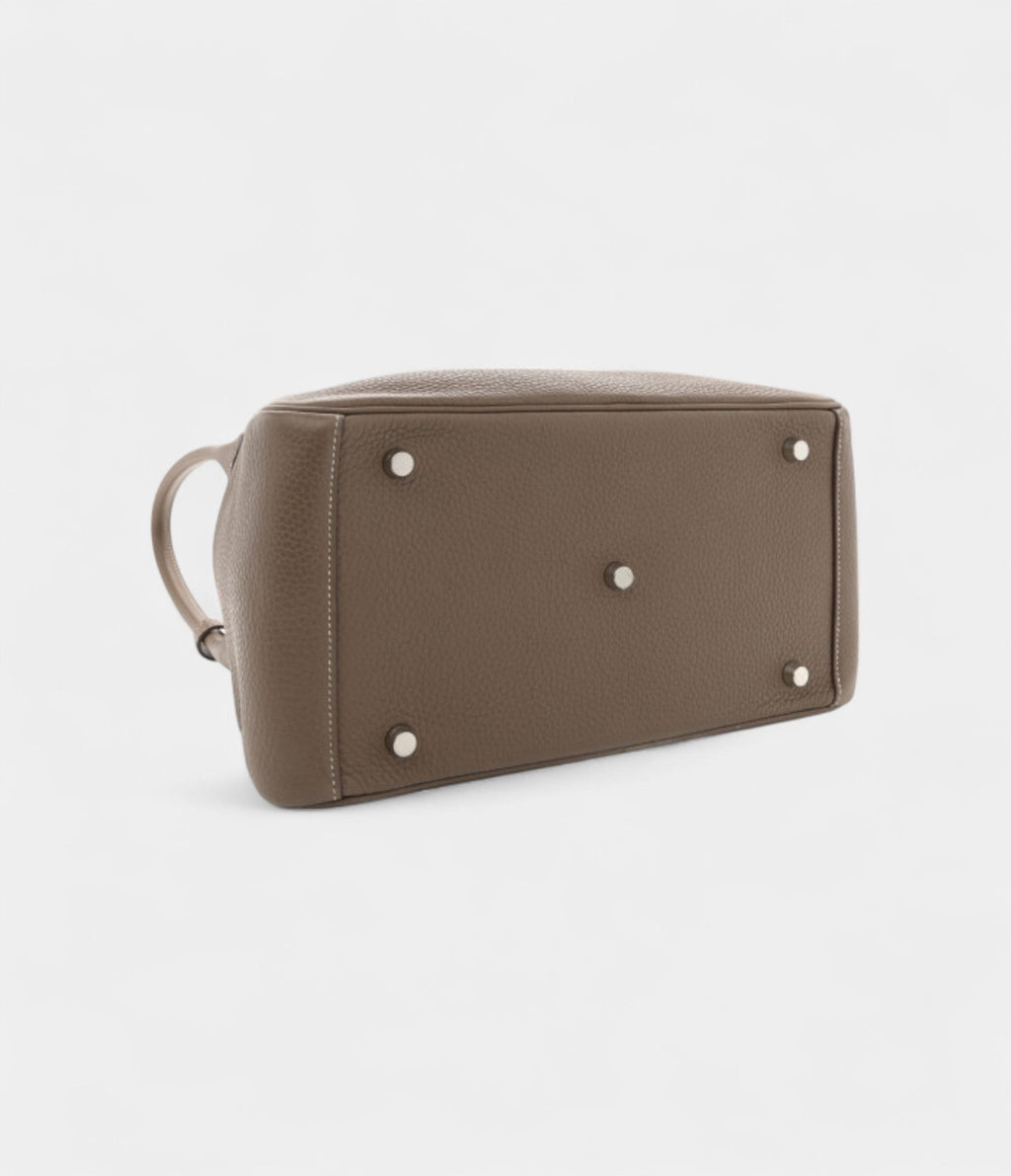 Hermes Taurillon Clemence Lindy 30 Etoupe Bag