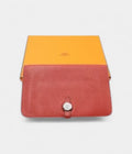 HMDogon Duo Wallet In Red Calfskin Leather