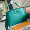 CAPUCINES MINI 21 DARK GREEN TAURILLON GOLD HARDWARE
