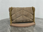 LOULOU PUFFER SMALL 29 LIGHT BROWN SUEDE GHW