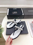 SLINGBACKS WHITE/Black LAMBS With PEARL