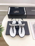 SLINGBACKS WHITE/Black LAMBS With PEARL