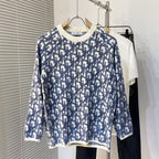 CD Oblique Sweater White Blue Wool