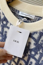 CD Oblique Sweater White Blue Wool