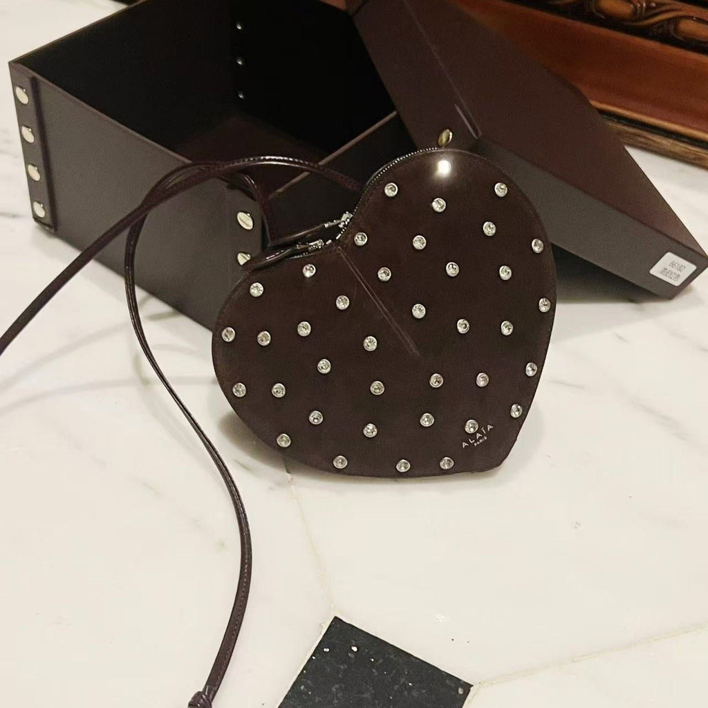 Le Coeur 21cm Burgundy Suede Shouder Bag