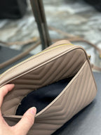 LOU 23 CAMERA BAG BEIGE IN QUILTED LEATHER GOLD HARDWARE