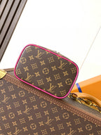 NICE MINI 20 TOILETRY POUCH IN ROSE RED MONOGRAM MACASSAR CANVAS