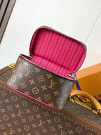 NICE MINI 20 TOILETRY POUCH IN ROSE RED MONOGRAM MACASSAR CANVAS