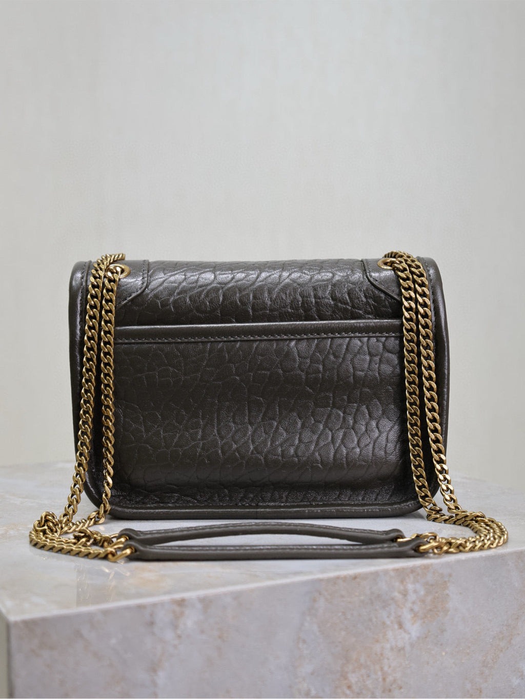 YSL Niki Bag 18cm Black Gold Sheepskin