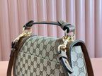 Gucci Blondie Medium 27cm Bag Brown Beige Leather Canvas
