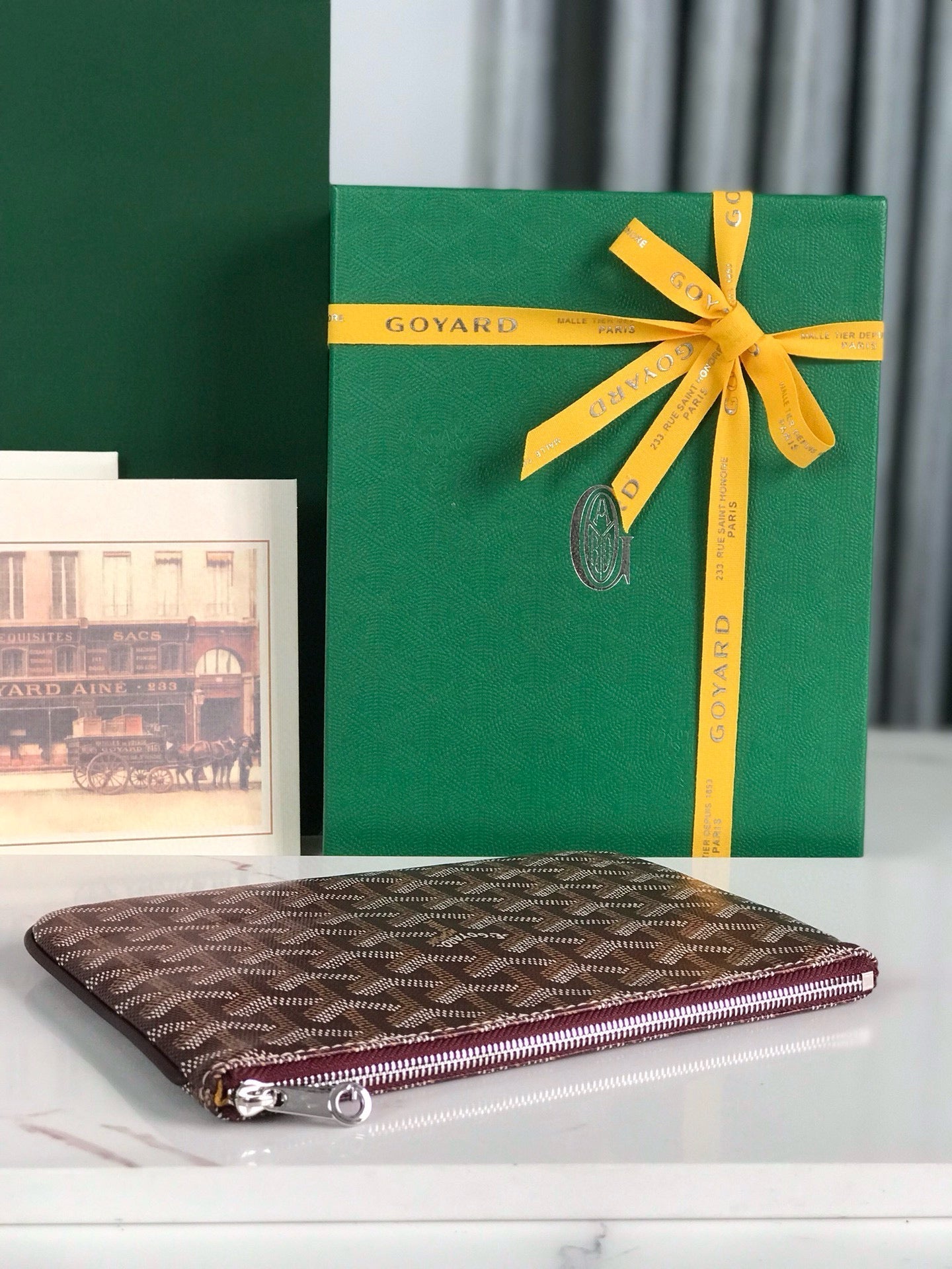 Goyard Burgurdy Goyardine Senat PM Cosmetic Bag
