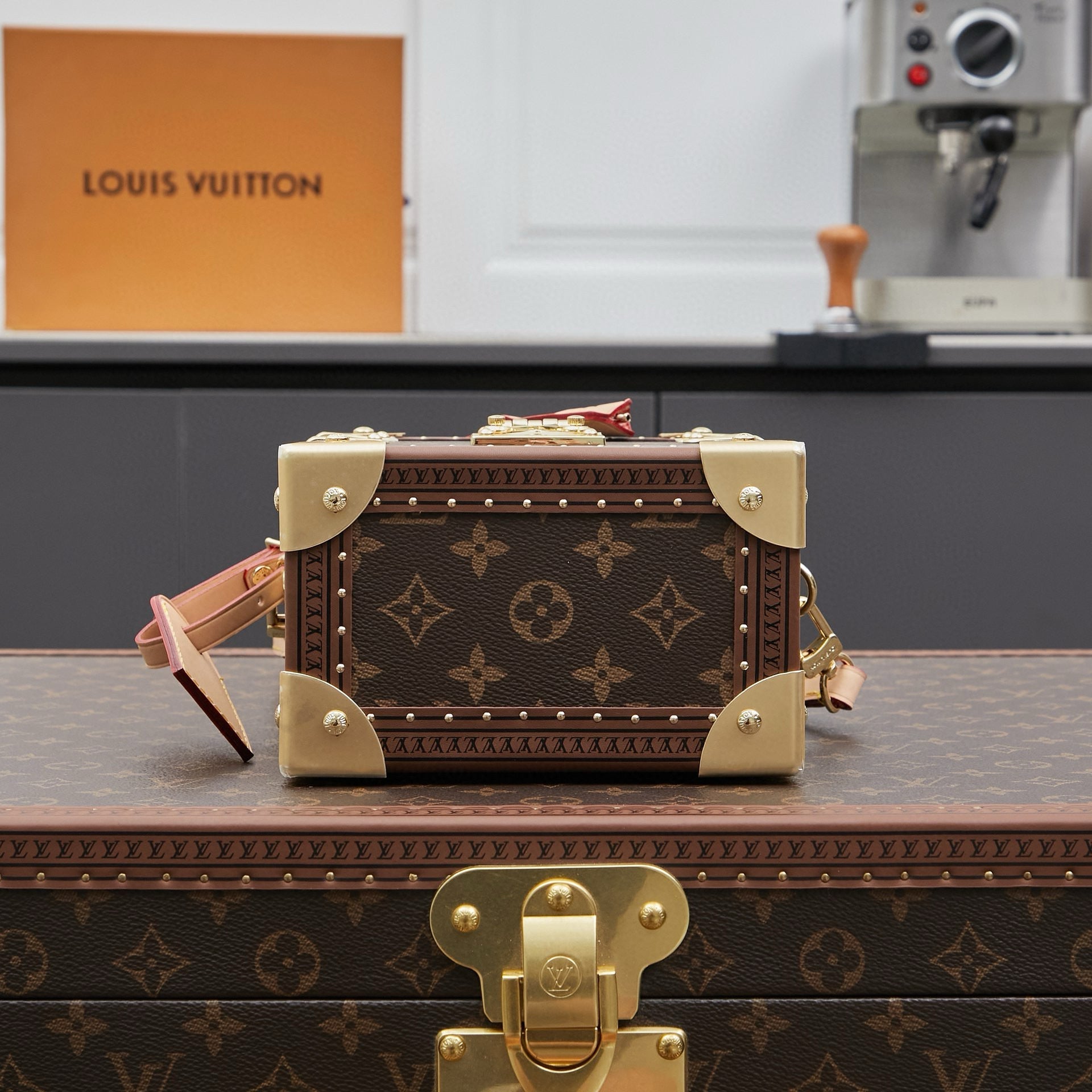 MINI RECTANGLE TRUNK 17 IN BROWN MONOGRAM CANVAS