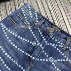 CC Jeans Printed Faded Denim Blue and White