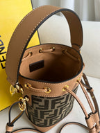 MON TRESOR 18 IN MONOGRAM BROWN CANVAS WITH FF MOTIF EMBROIDERED