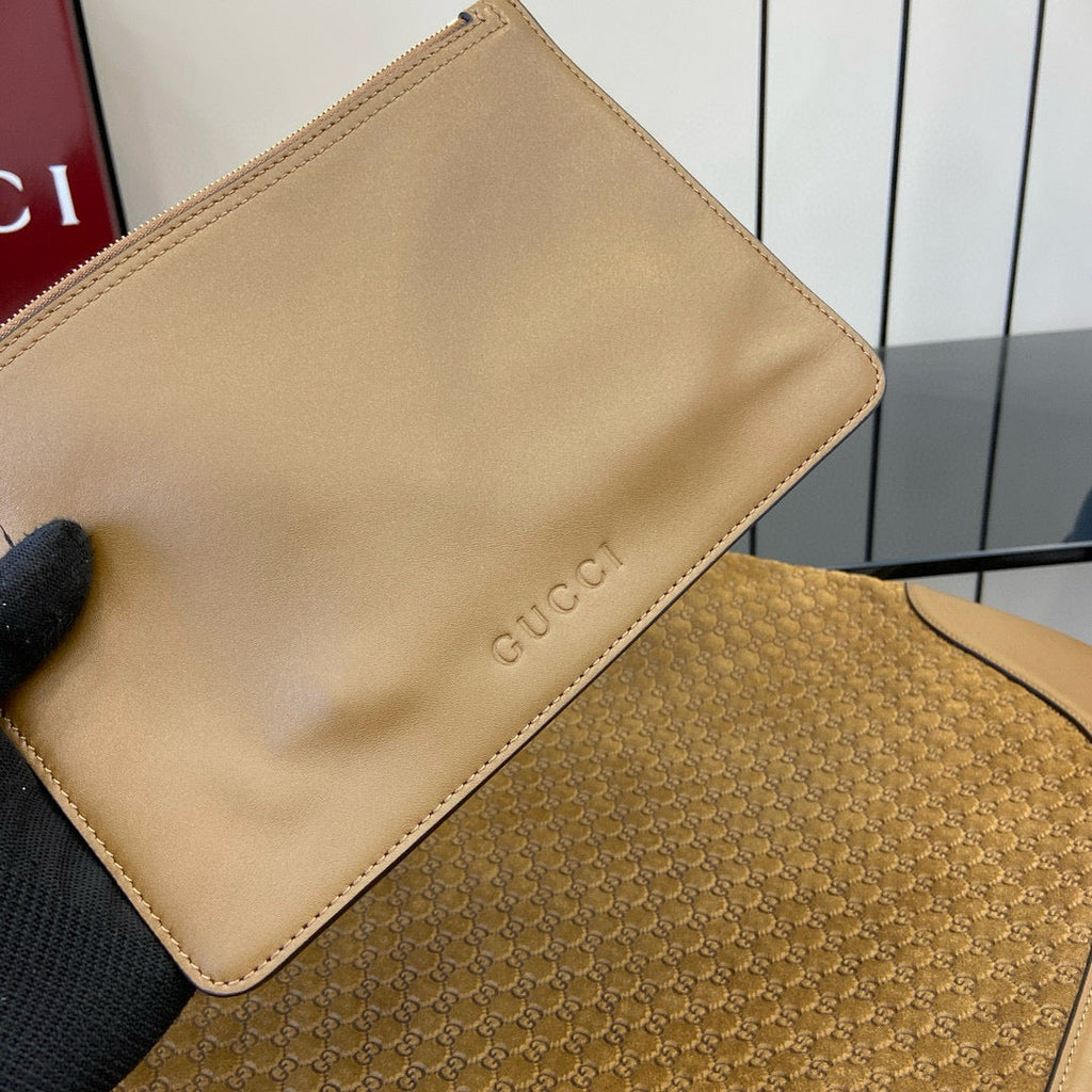 GG Tote Bag Brown Velvet Embossed and Leather
