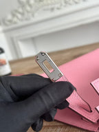 HM KELLY MINI 19 LIGHT PINK CALFSKIN SILVER HARDWARE