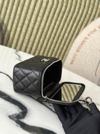 25P VANITY 17 CAVIAR WITH HANDLE METAL IN BLACK CALFSKIN SILVER HARDWARE