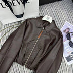 LOEWE Draped Jacket Brown Nappa Lambskin
