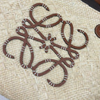 LOE ANAGRAM BASKET 46CM BAG IN NATURAL MIX BROWN IRACA PALM AND CALFSKIN