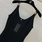 VERSACE RIBBER STRETCH BLACK KNIT DRESSSZ