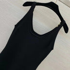 VERSACE RIBBER STRETCH BLACK KNIT DRESSSZ