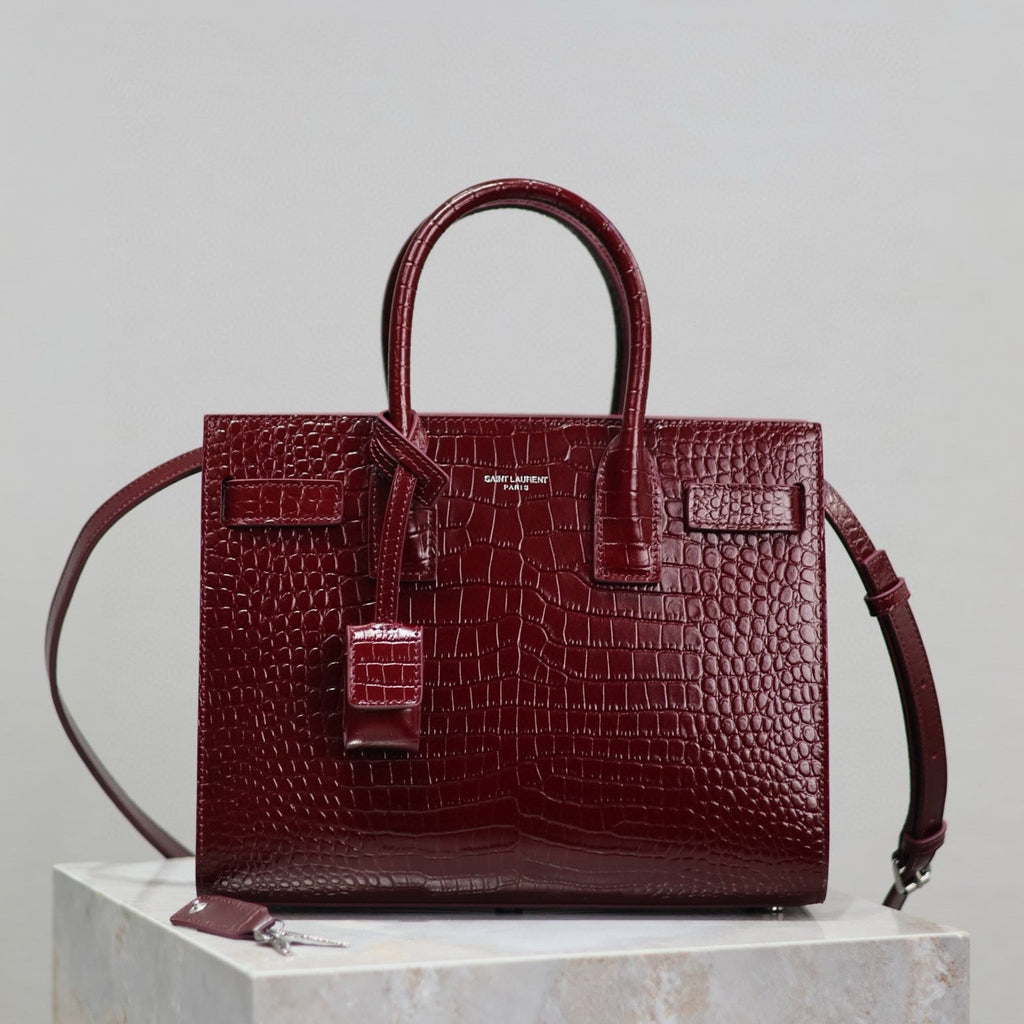 SAC DE JOUR BABY 26 BURGUNDY RED CALFSKIN SILVER HARDWARE