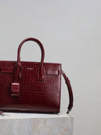 SAC DE JOUR BABY 26 BURGUNDY RED CALFSKIN SILVER HARDWARE