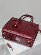 SAC DE JOUR BABY 26 BURGUNDY RED CALFSKIN SILVER HARDWARE