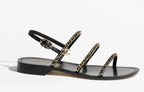 CC MESH FLAT SANDALS IN BLACK LAMBSKIN