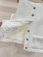 CC READY-TO-WEAR – WHITE TWEED VEST